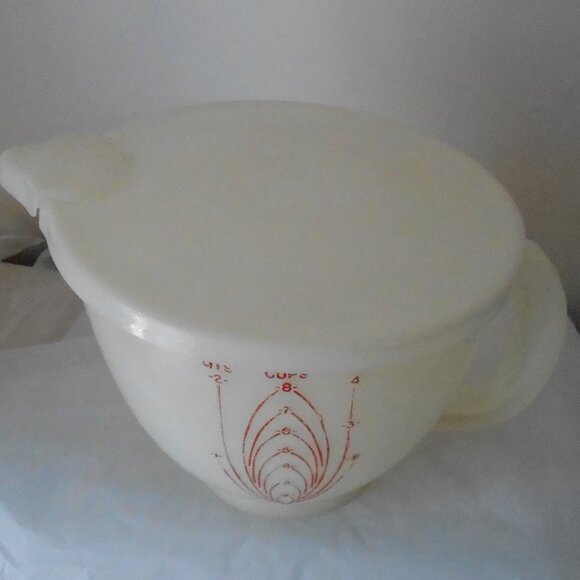 VTG Tupperware White Mix N Store 8 Cup 2 Quart Handled Batter Bowl #500-1 w/Lid - Picture 2 of 9